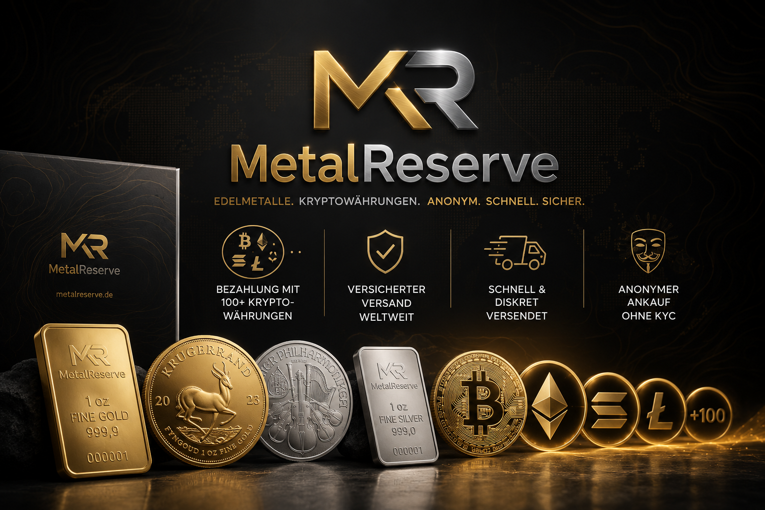 Goldbarren und Silberbarren — Edelmetalle kaufen mit Bitcoin